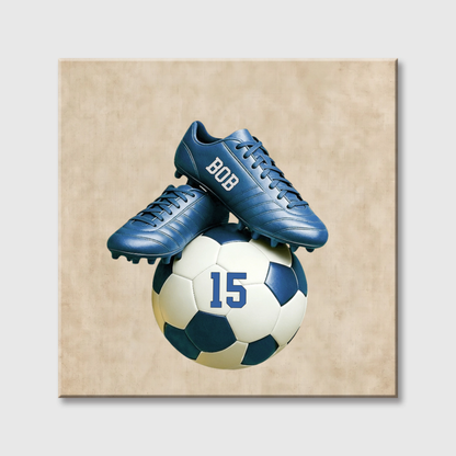 Personalized Soccer Square Canvas - Custom Name & Number Gift for Fans