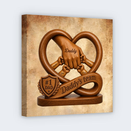 Daddy’s Dream Team - Fist Bump Personalized Square Canvas