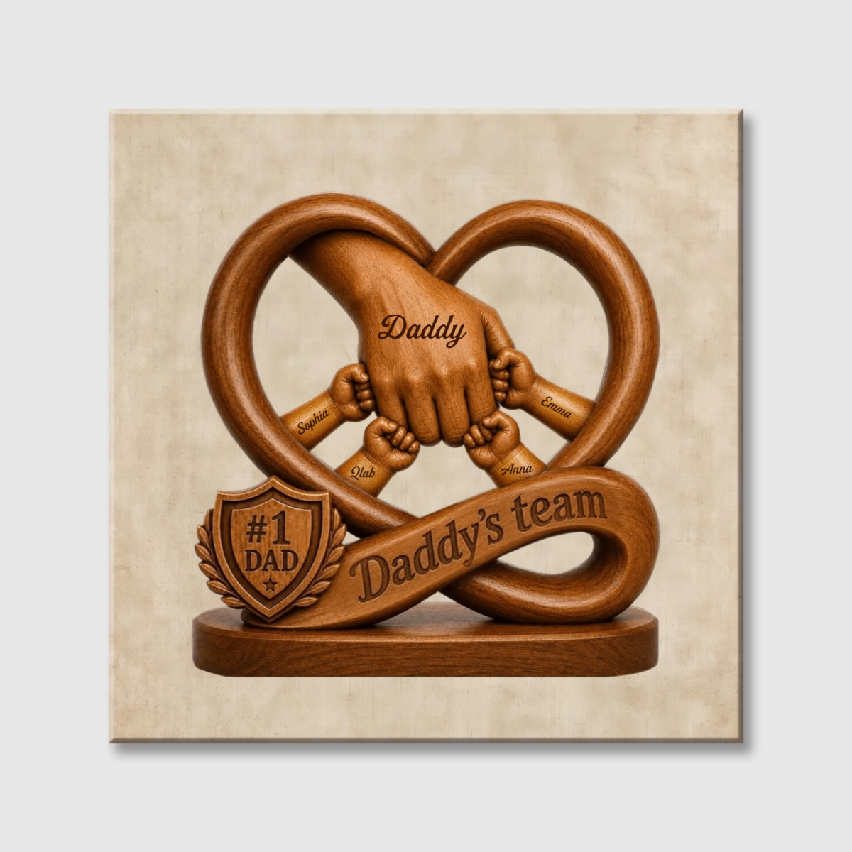 Daddy’s Dream Team - Fist Bump Personalized Square Canvas