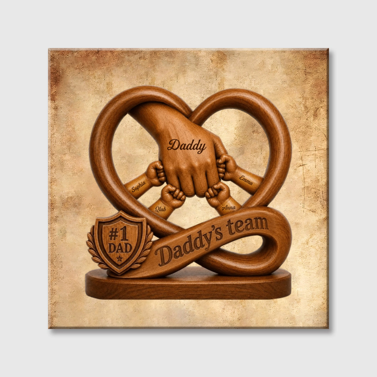 Daddy’s Dream Team - Fist Bump Personalized Square Canvas