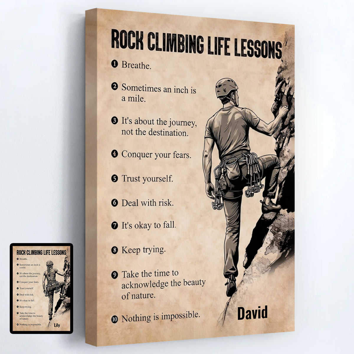 Personalized Rock Climbing Life Lessons Canvas / Poster - Custom Gift for Rock Climbing Lovers