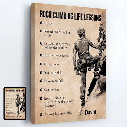 Personalized Rock Climbing Life Lessons Canvas / Poster - Custom Gift for Rock Climbing Lovers