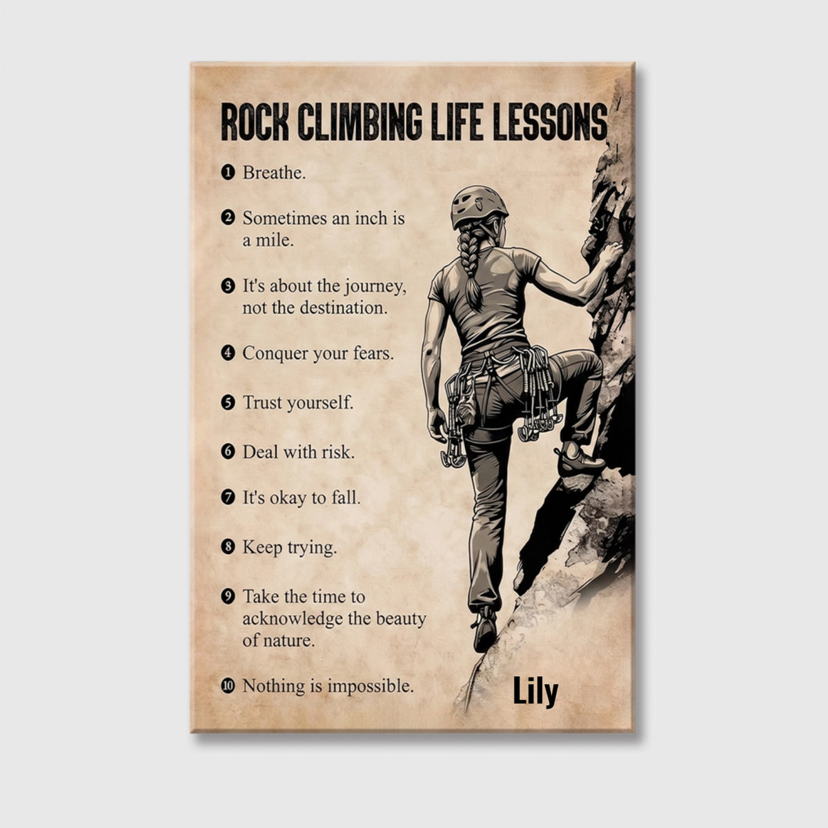 Personalized Rock Climbing Life Lessons Canvas / Poster - Custom Gift for Rock Climbing Lovers