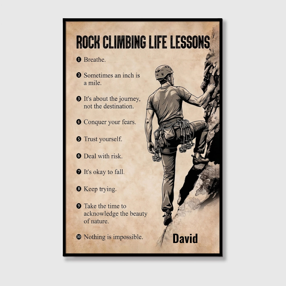 Personalized Rock Climbing Life Lessons Canvas / Poster - Custom Gift for Rock Climbing Lovers