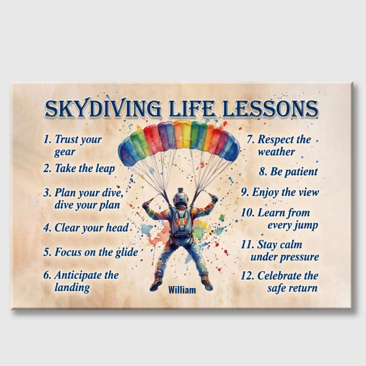 Personalized Skydiving Life Lessons Poster / Canvas - Custom Gift for Skydiving Lovers