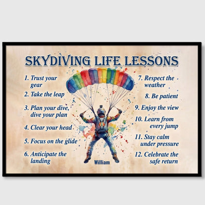 Personalized Skydiving Life Lessons Poster / Canvas - Custom Gift for Skydiving Lovers