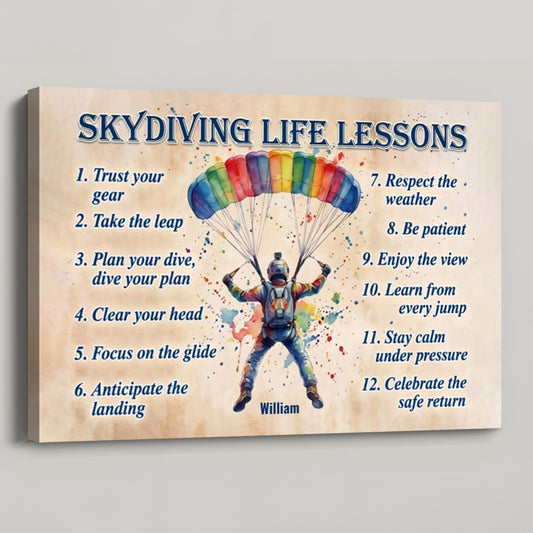 Personalized Skydiving Life Lessons Poster / Canvas - Custom Gift for Skydiving Lovers