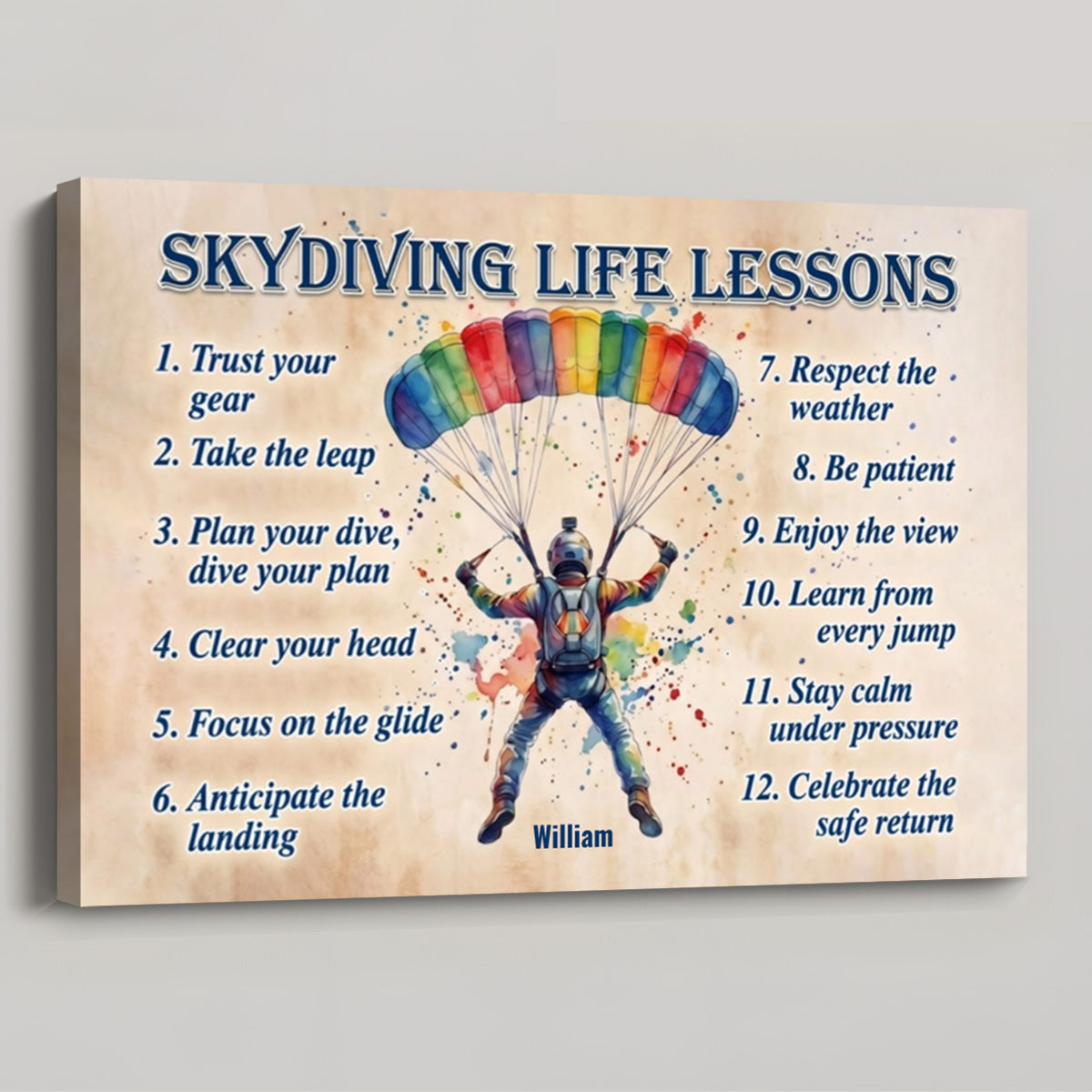 Personalized Skydiving Life Lessons Poster / Canvas - Custom Gift for Skydiving Lovers