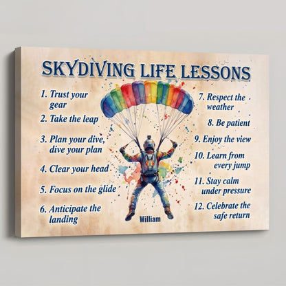 Personalized Skydiving Life Lessons Poster / Canvas - Custom Gift for Skydiving Lovers