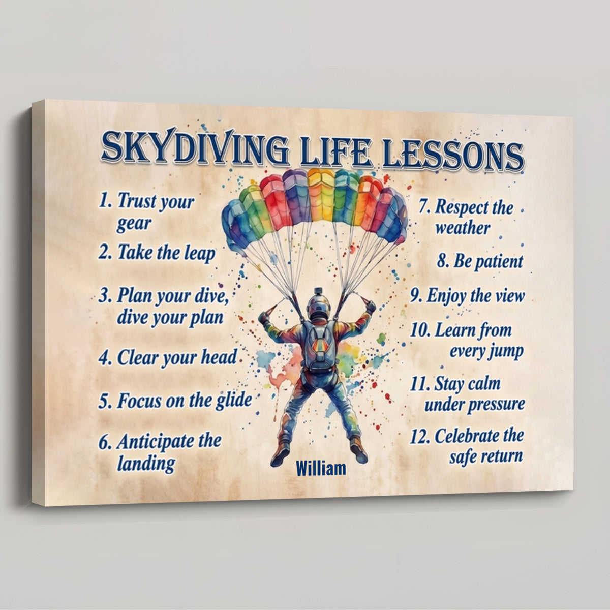 Personalized Skydiving Life Lessons Poster / Canvas - Custom Gift for Skydiving Lovers