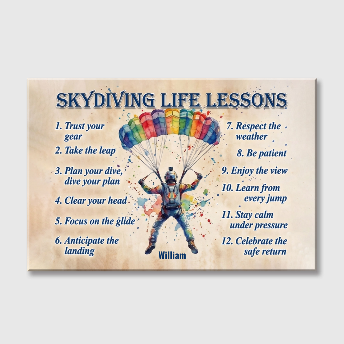 Personalized Skydiving Life Lessons Poster / Canvas - Custom Gift for Skydiving Lovers