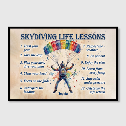 Personalized Skydiving Life Lessons Poster / Canvas - Custom Gift for Skydiving Lovers
