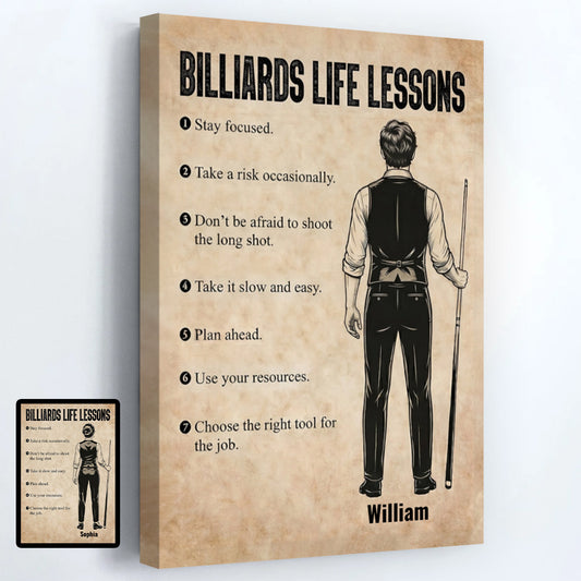 Personalized Billiards Life Lessons Poster / Canvas - Custom Gift For Billiards Lovers