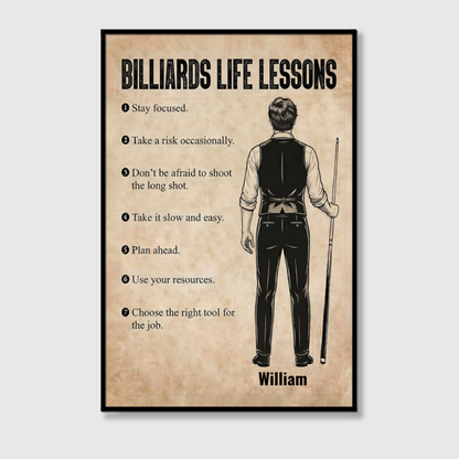 Personalized Billiards Life Lessons Poster / Canvas - Custom Gift For Billiards Lovers