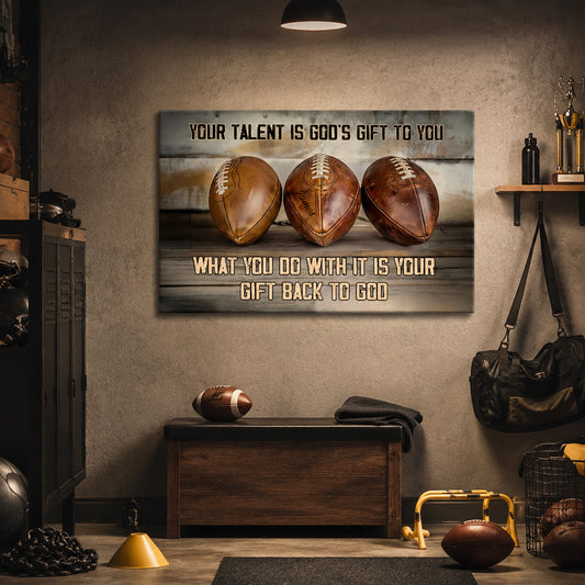 Personalized Football Talent & Faith Canvas / Poster - Custom Name & Inspirational Wall Decor