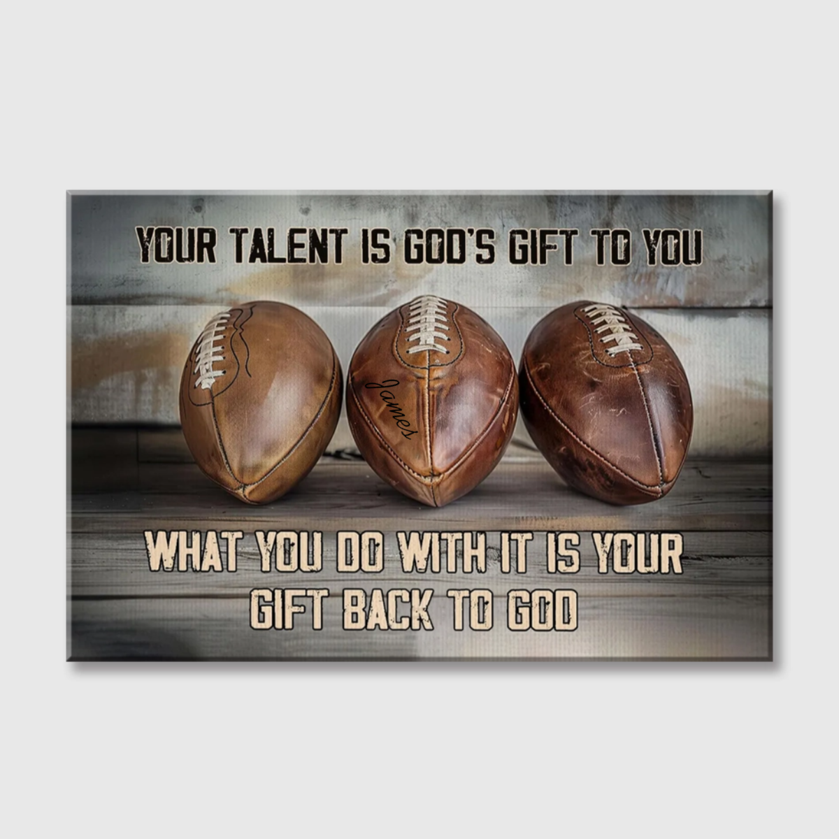 Personalized Football Talent & Faith Canvas / Poster - Custom Name & Inspirational Wall Decor