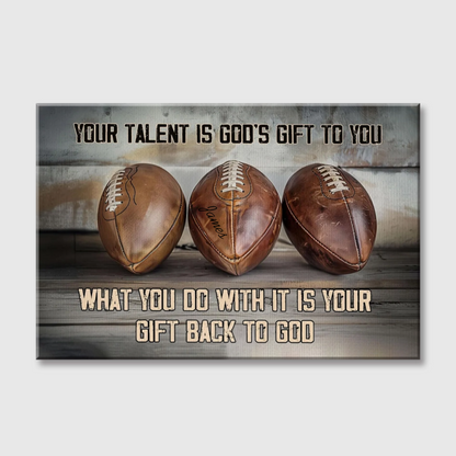 Personalized Football Talent & Faith Canvas / Poster - Custom Name & Inspirational Wall Decor