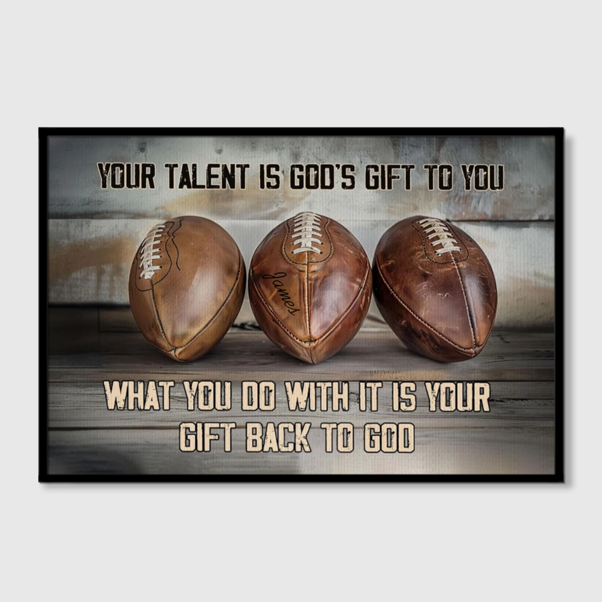Personalized Football Talent & Faith Canvas / Poster - Custom Name & Inspirational Wall Decor
