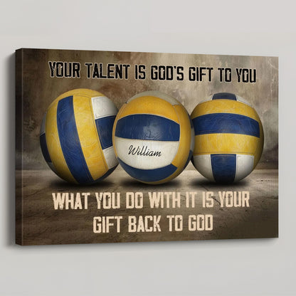Personalized Volleyball Talent & Faith Canvas / Poster - Custom Name & Inspirational Wall Decor