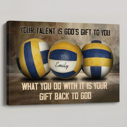Personalized Volleyball Talent & Faith Canvas / Poster - Custom Name & Inspirational Wall Decor