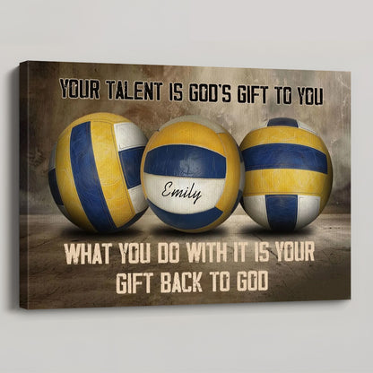 Personalized Volleyball Talent & Faith Canvas / Poster - Custom Name & Inspirational Wall Decor