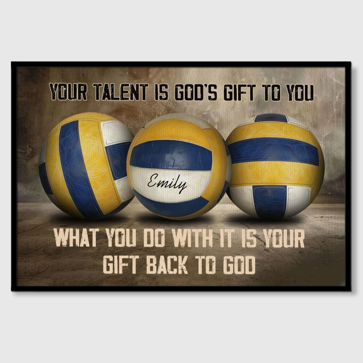 Personalized Volleyball Talent & Faith Canvas / Poster - Custom Name & Inspirational Wall Decor