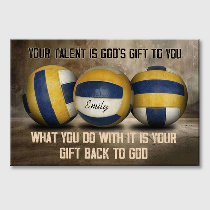 Personalized Volleyball Talent & Faith Canvas / Poster - Custom Name & Inspirational Wall Decor