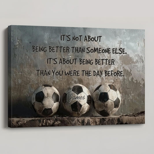 Personalized Soccer Growth Canvas / Poster - Custom Name & Motivational Wall Decor