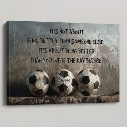 Personalized Soccer Growth Canvas / Poster - Custom Name & Motivational Wall Decor