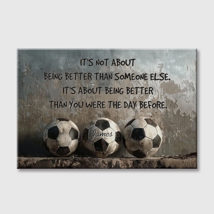 Personalized Soccer Growth Canvas / Poster - Custom Name & Motivational Wall Decor