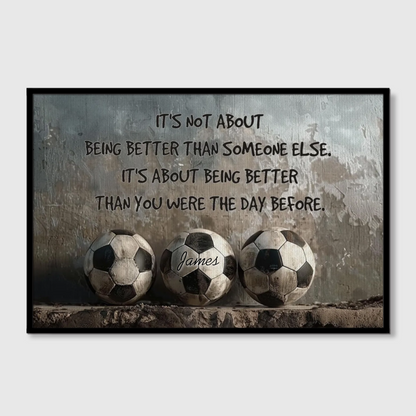 Personalized Soccer Growth Canvas / Poster - Custom Name & Motivational Wall Decor
