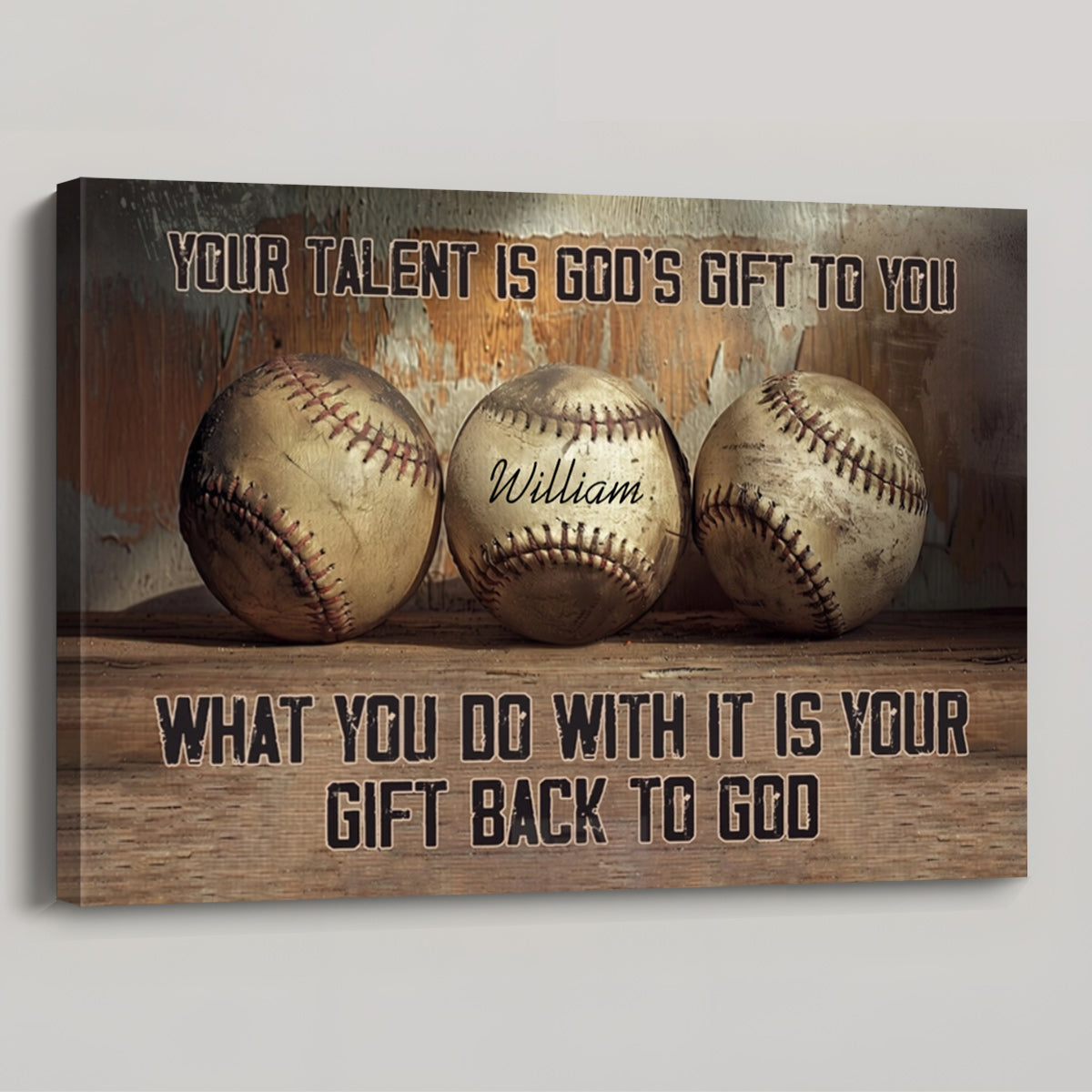 Personalized Baseball Talent & Faith Canvas / Poster - Custom Name & Inspirational Wall Decor