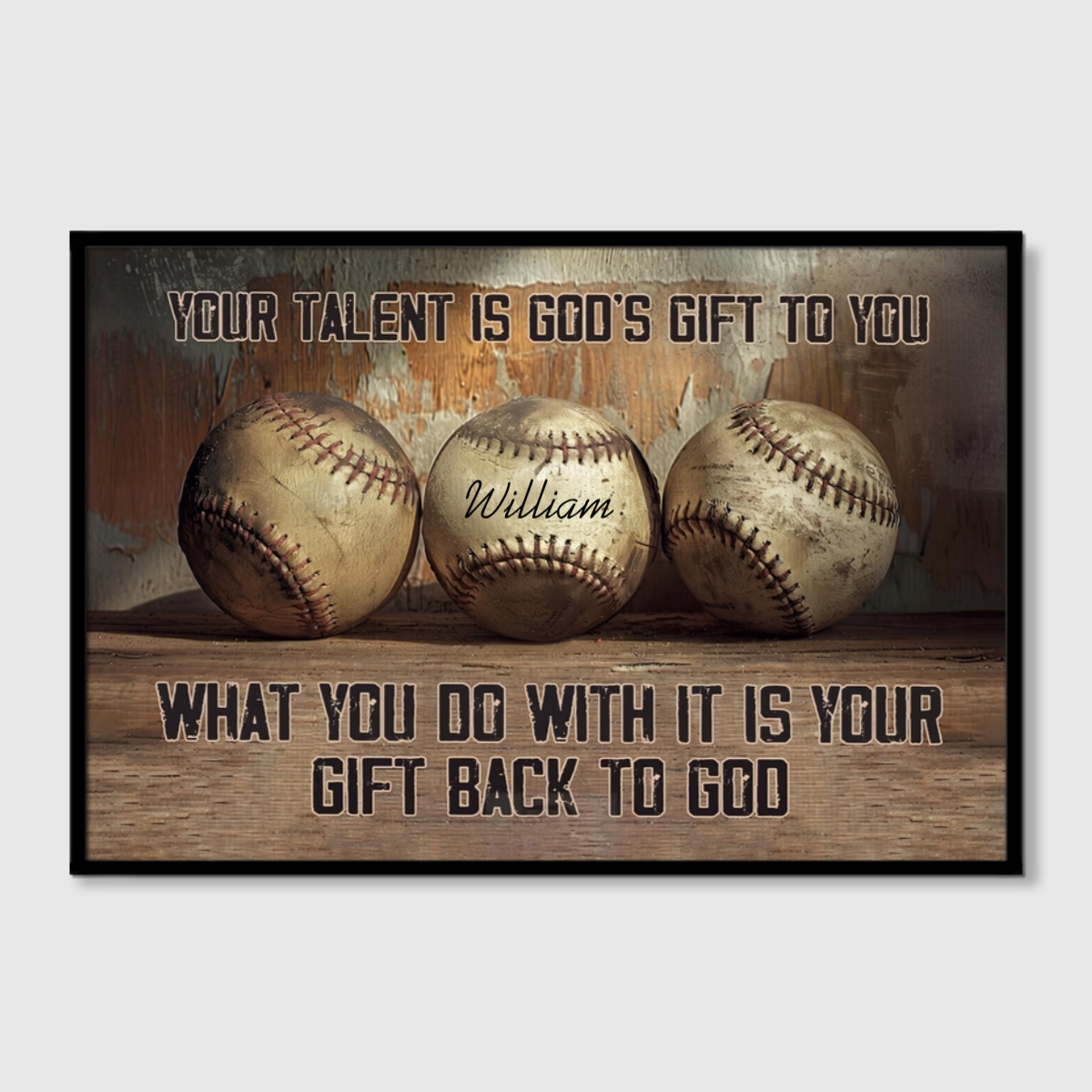 Personalized Baseball Talent & Faith Canvas / Poster - Custom Name & Inspirational Wall Decor