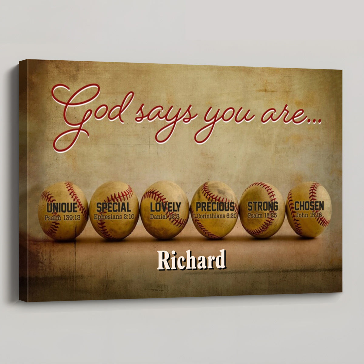 Personalized Baseball Faith Canvas / Poster - Custom Name & Biblical Affirmations Wall Decor