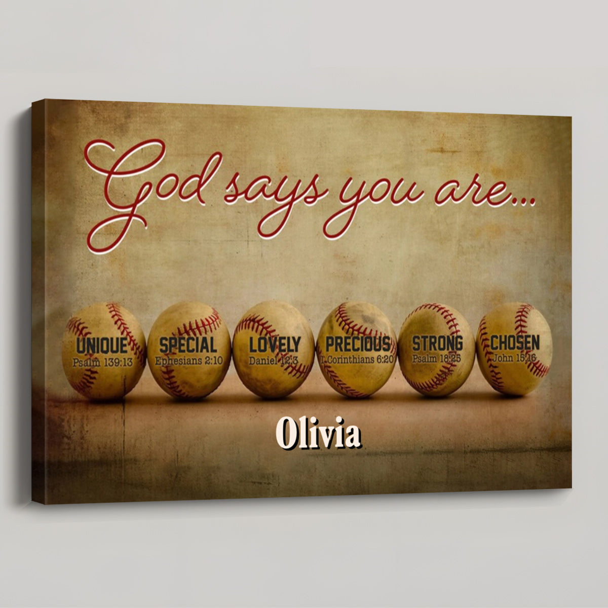 Personalized Baseball Faith Canvas / Poster - Custom Name & Biblical Affirmations Wall Decor
