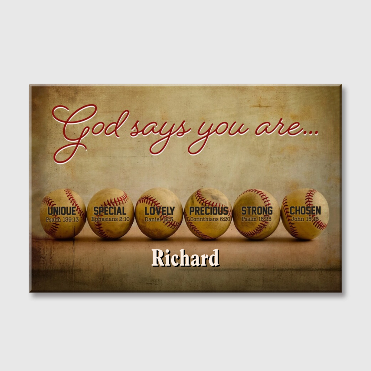Personalized Baseball Faith Canvas / Poster - Custom Name & Biblical Affirmations Wall Decor