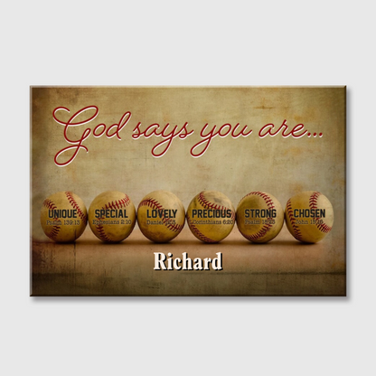 Personalized Baseball Faith Canvas / Poster - Custom Name & Biblical Affirmations Wall Decor