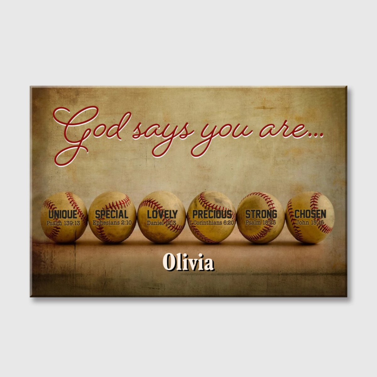 Personalized Baseball Faith Canvas / Poster - Custom Name & Biblical Affirmations Wall Decor
