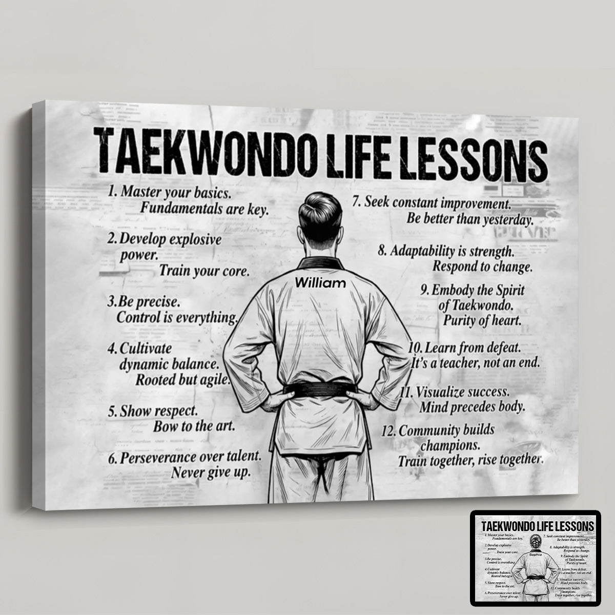 Personalized Taekwondo Life Lessons Canvas / Poster - Custom Gift for Taekwondo Lovers