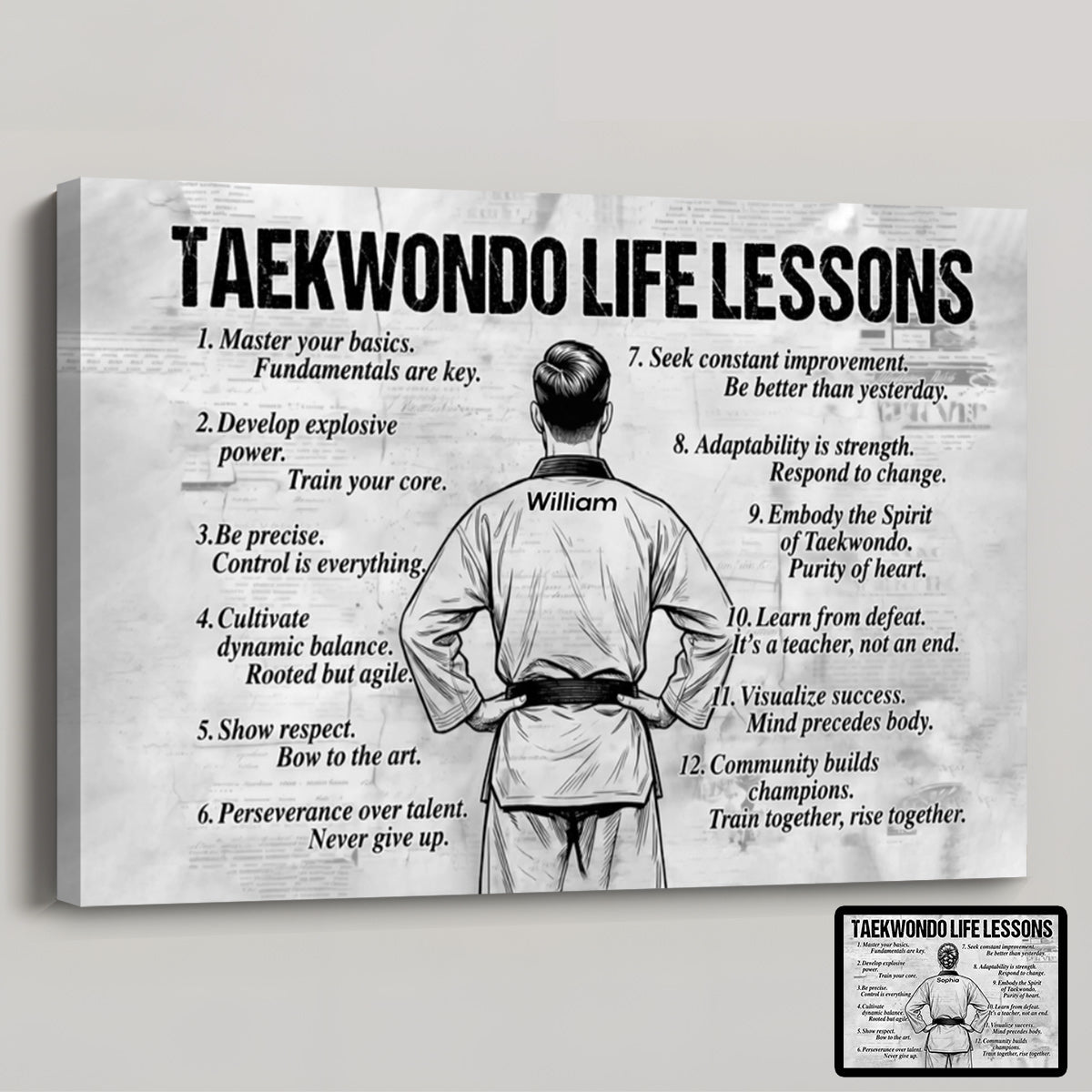 Personalized Taekwondo Life Lessons Canvas / Poster - Custom Gift for Taekwondo Lovers