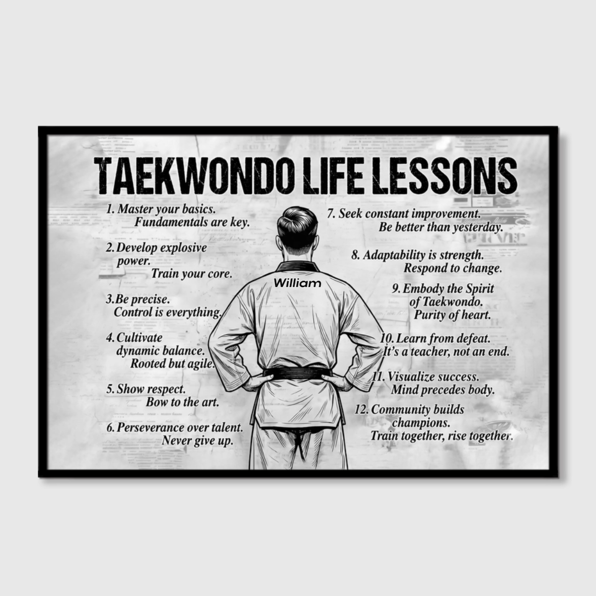 Personalized Taekwondo Life Lessons Canvas / Poster - Custom Gift for Taekwondo Lovers