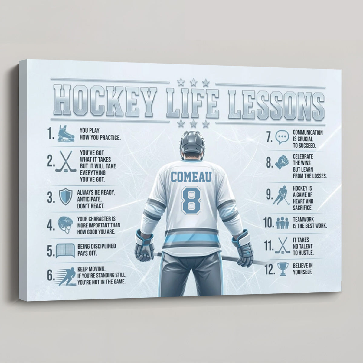 Personalized Hockey Life Lessons Canvas / Poster - Custom Gift for Male Hockey Players