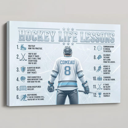 Personalized Hockey Life Lessons Canvas / Poster - Custom Gift for Male Hockey Players