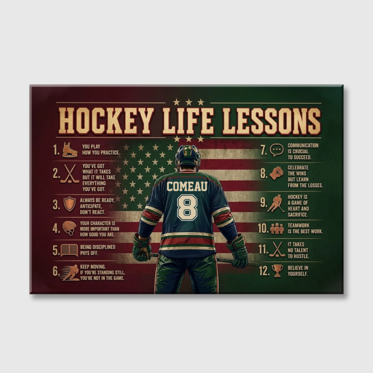 Personalized Hockey Life Lessons Canvas / Poster - Custom Gift for Male Hockey Players