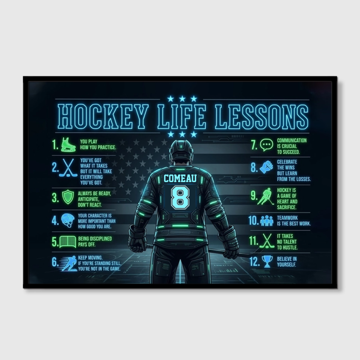 Personalized Hockey Life Lessons Canvas / Poster - Custom Gift for Male Hockey Players