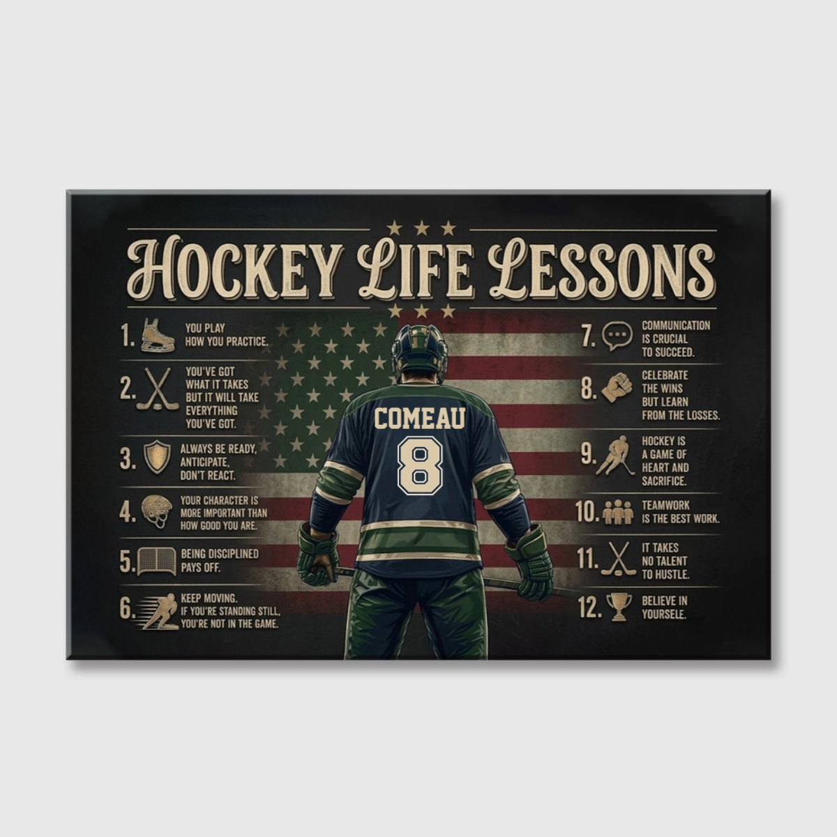 Personalized Hockey Life Lessons Canvas / Poster - Custom Gift for Male Hockey Players
