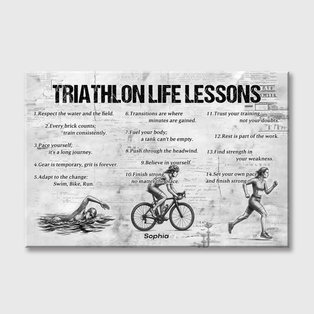 Personalized Triathlon Life Lessons Canvas / Poster - Custom Gift for Triathlon Lovers