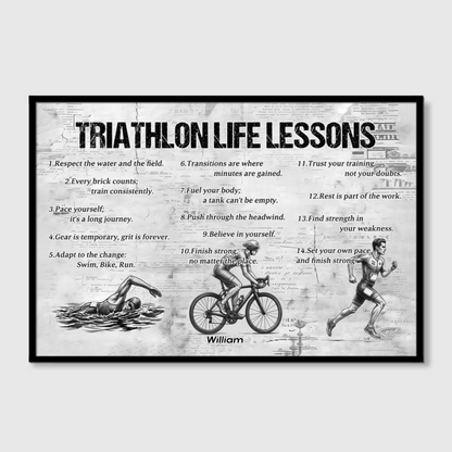 Personalized Triathlon Life Lessons Canvas / Poster - Custom Gift for Triathlon Lovers