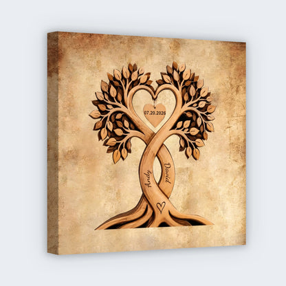 Personalized Name Tree of Love Square Canvas - Custom Anniversary Gift for Couple