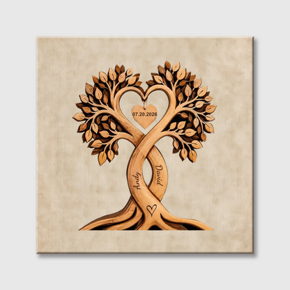 Personalized Name Tree of Love Square Canvas - Custom Anniversary Gift for Couple